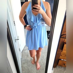 Powder blue v neck dress